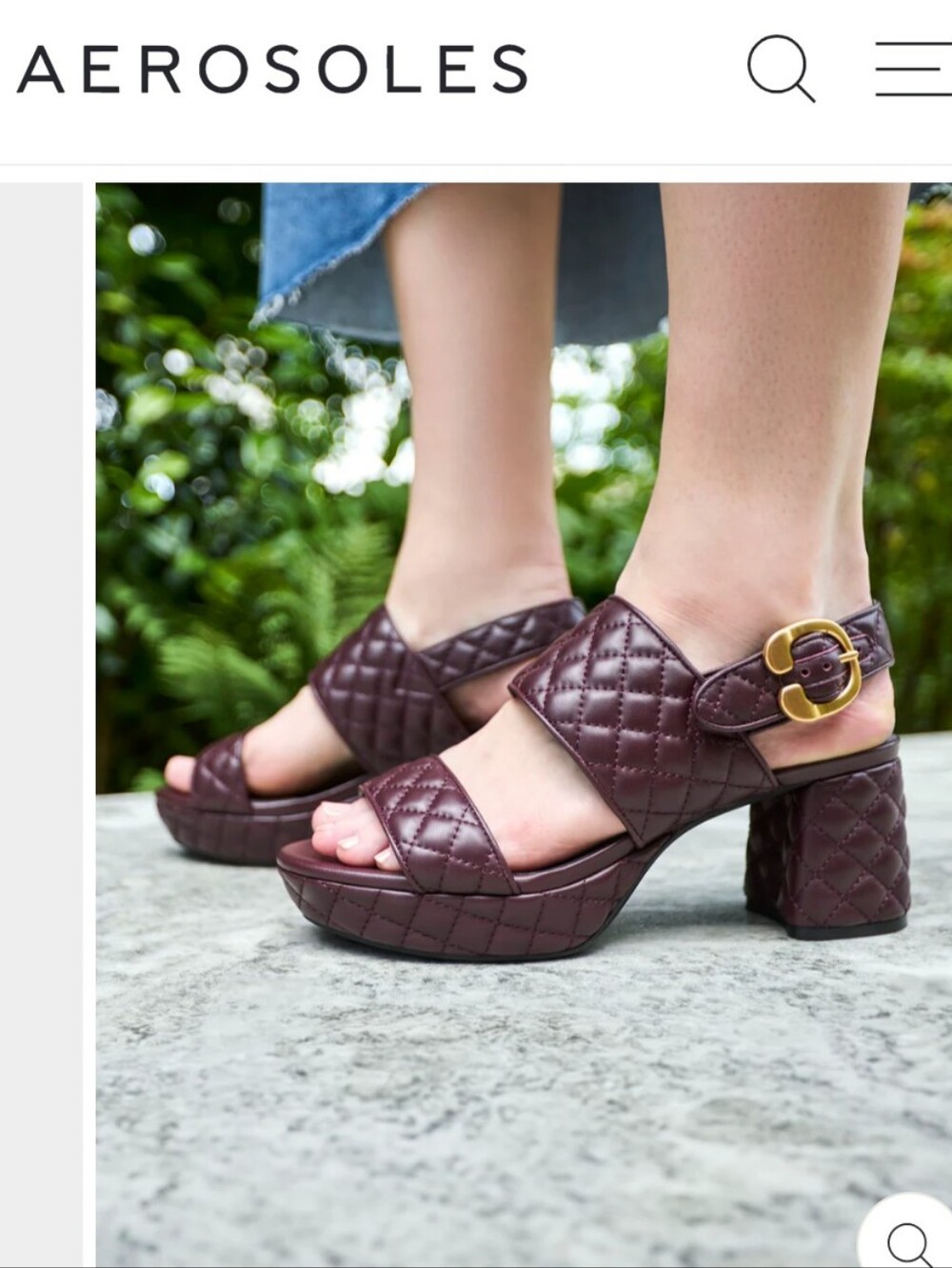 AEROSOLES Quilted Block Heel Sandal in Deep Aubergine